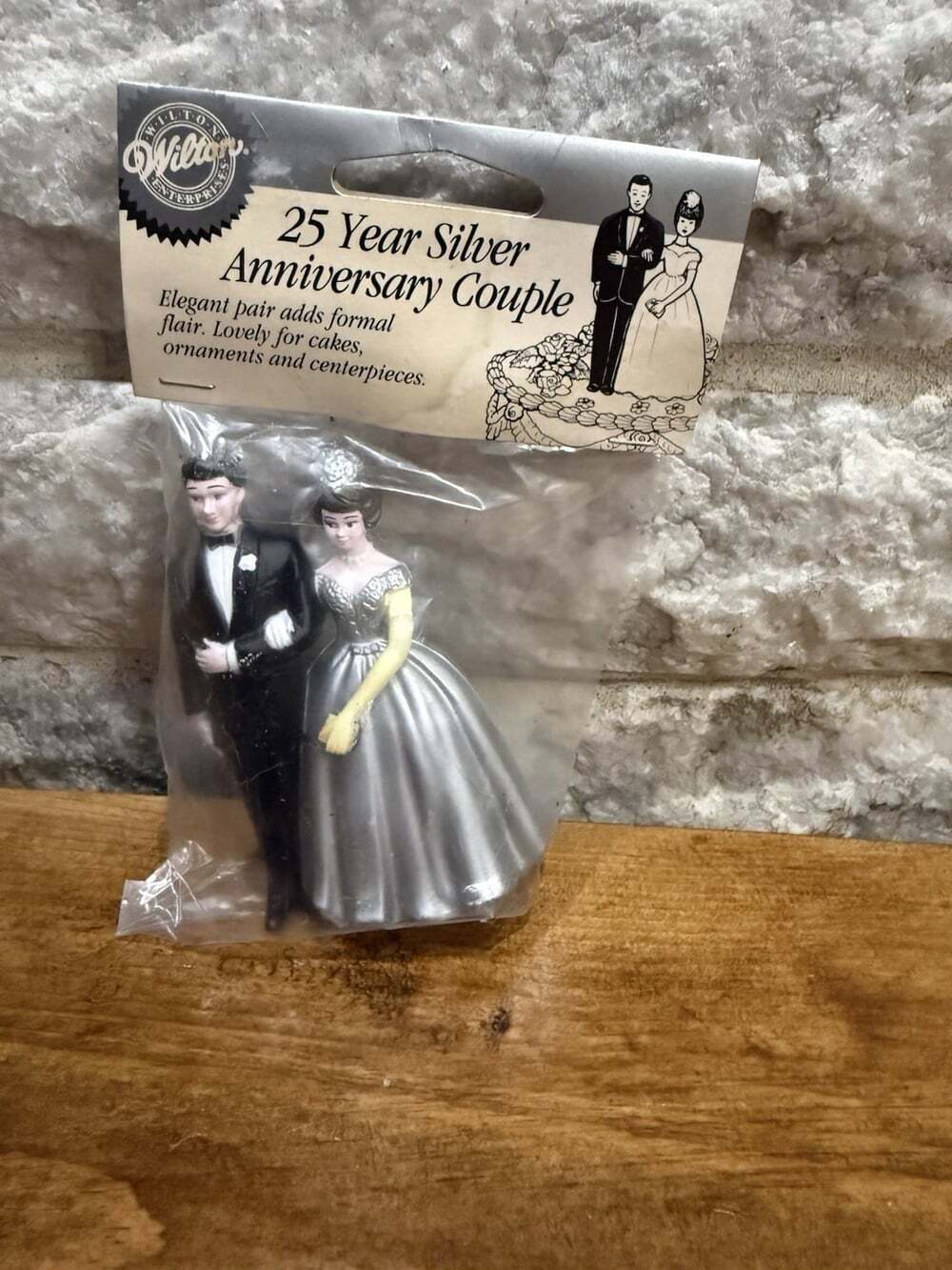 Vintage Wilton 25th Anniversary Bride And Groom Wedding Cake Plastic Topper 3”